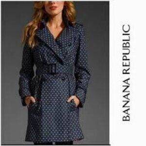 Banana Republic Polka Dot Navy Trench Raincoat Size Small